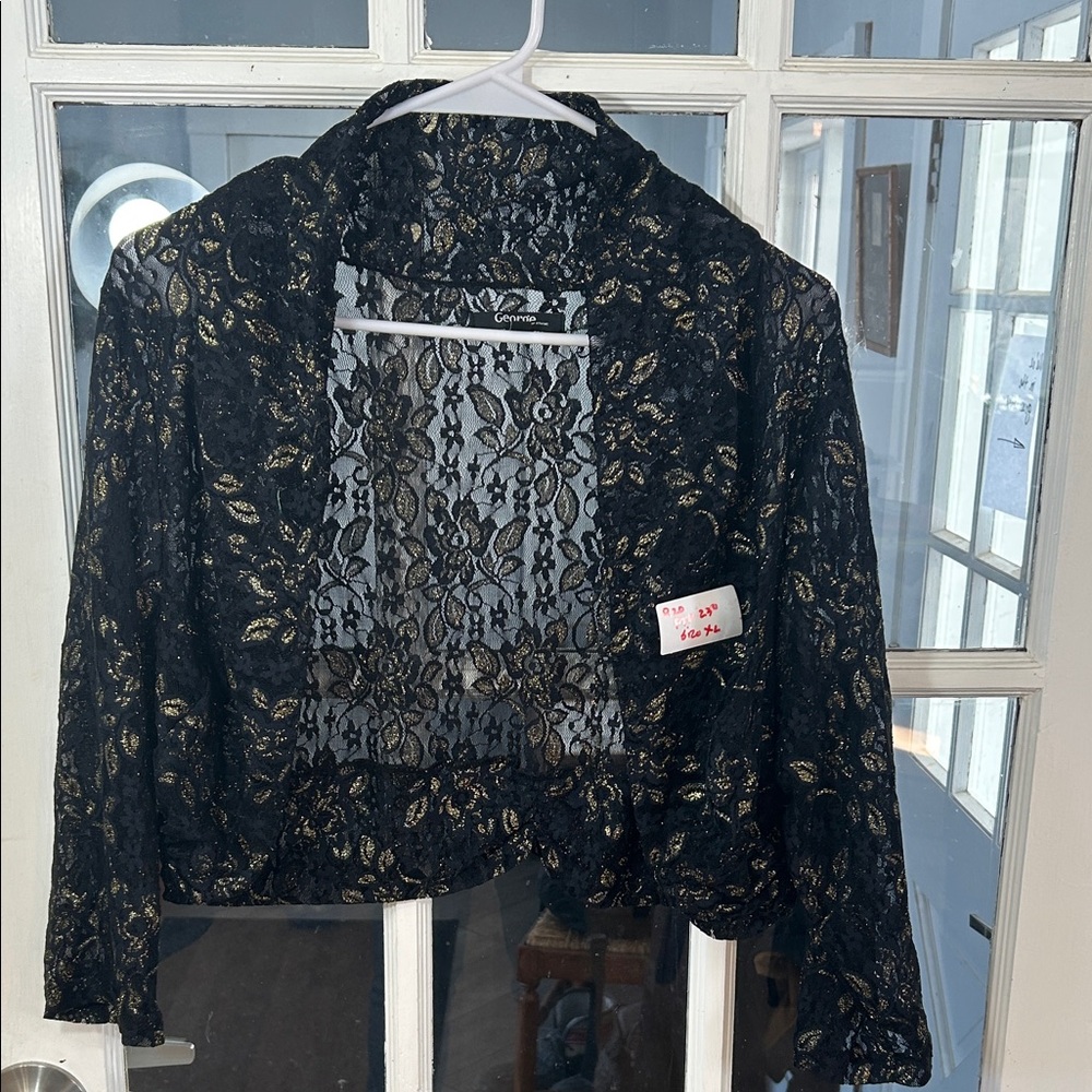 R20.    Elegant Black and Gold Lace Women's Jacket